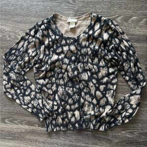 H&M Black and Tan Leopard Print Cardigan